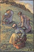 Lucien Pissarro Women herb gathering painting